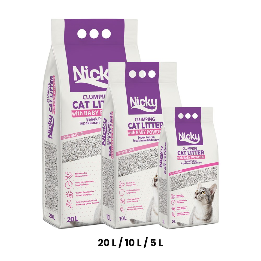 Nicky Bebek Pudralı Topaklanan Kedi Kumu