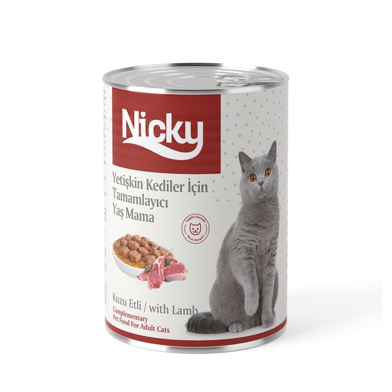 Nicky Yetişkin Kedi Yaş Maması – Soslu Kuzulu Parçalar