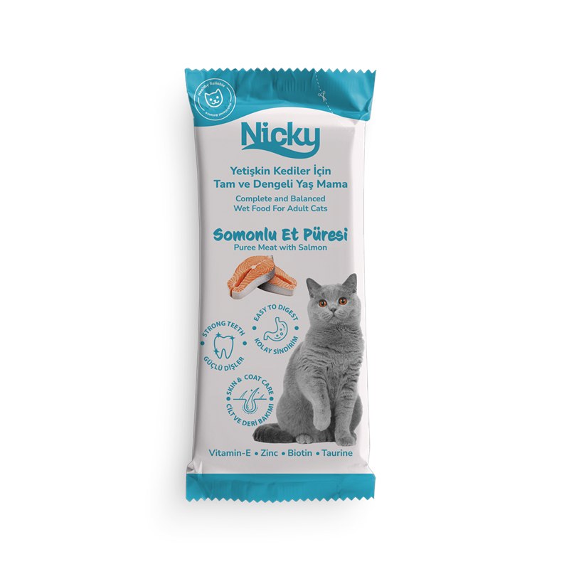 Nicky Yetişkin Kedi Yaş Maması – Somonlu Püre Et