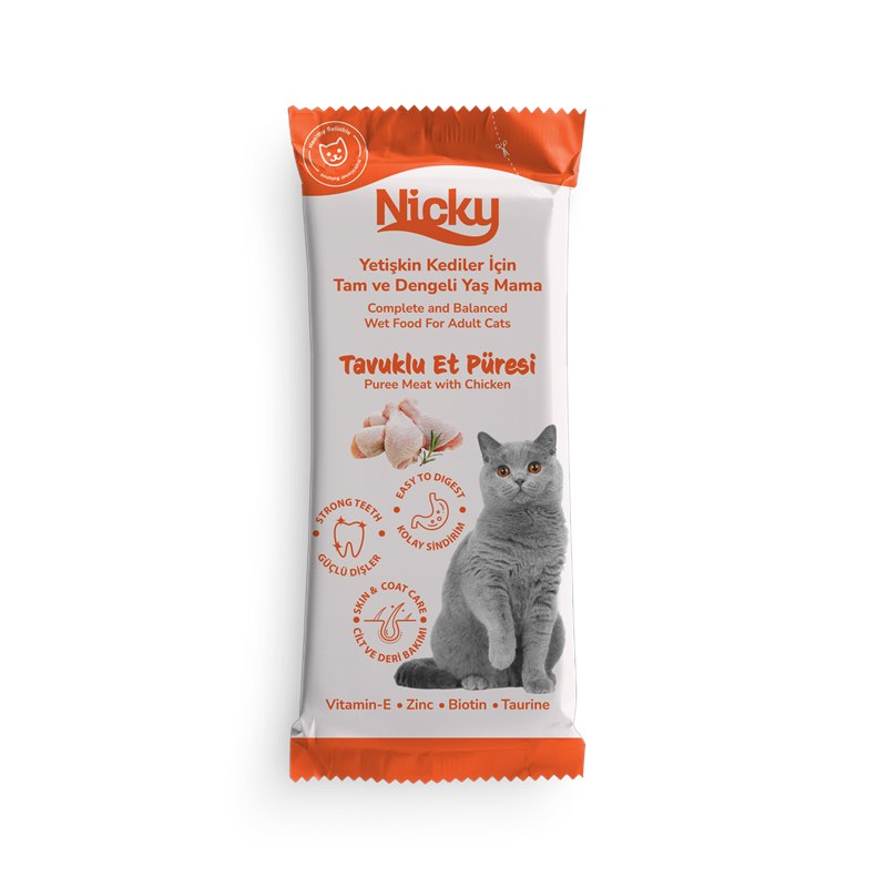 Nicky Yetişkin Kedi Yaş Maması – Tavuklu Püre Et