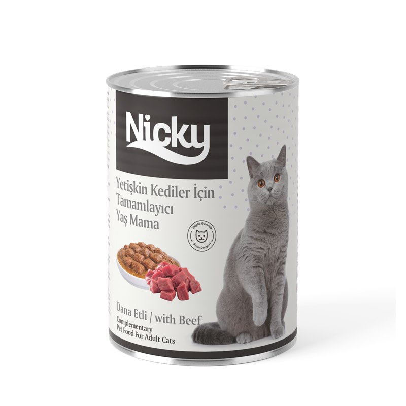 Nicky Yetişkin Kedi Yaş Maması – Soslu Sığır Etli Parçalar