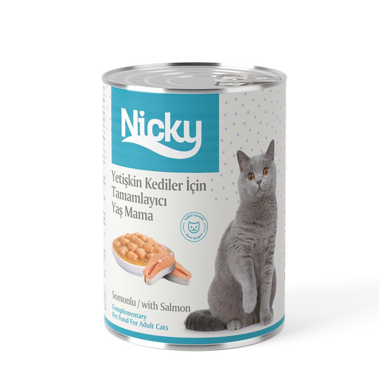 Nicky Yetişkin Kedi Yaş Maması – Soslu Somonlu Parçalar