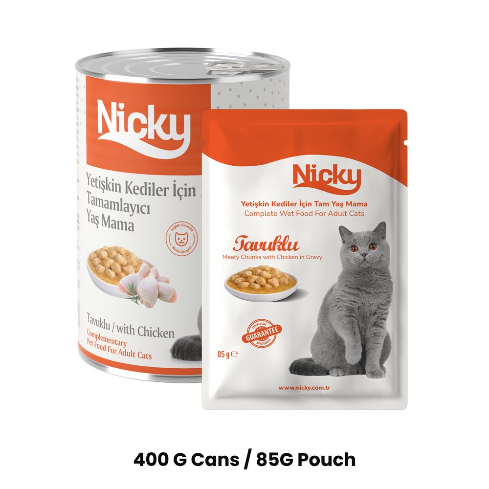 Nicky Yetişkin Kedi Yaş Maması – Soslu Tavuklu Parçalar
