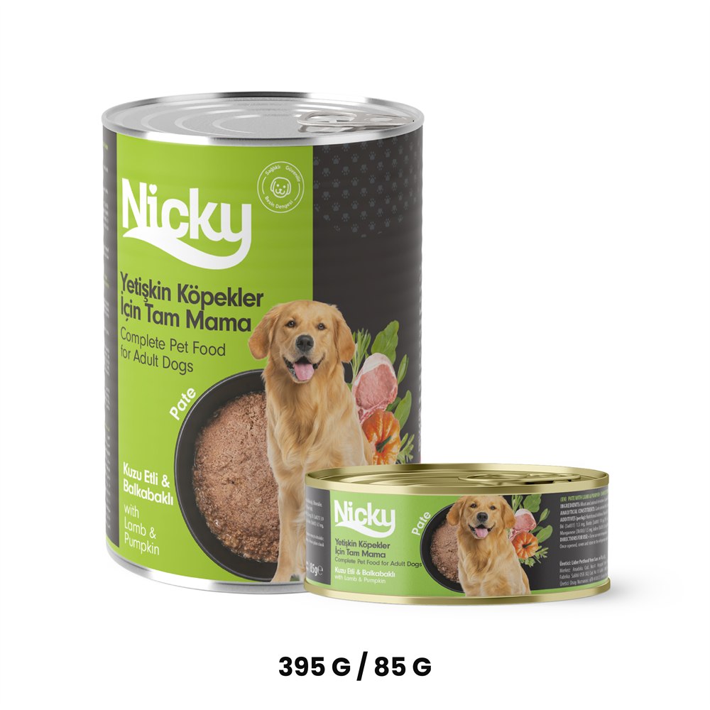 Nicky Yetişkin Köpek Yaş Maması – Kuzulu & Bal Kabaklı Pate