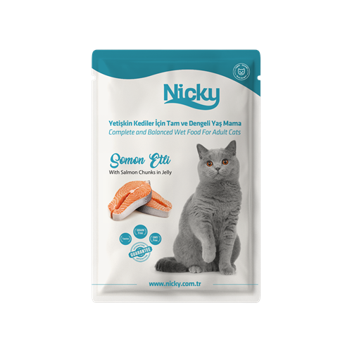 Nicky Yetişkin Kediler İçin Yaş Mama - Somon Etli