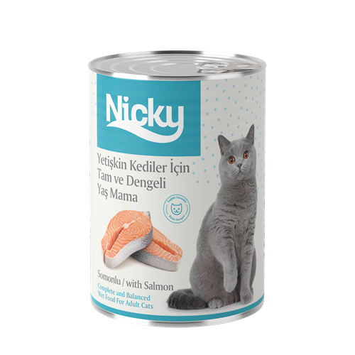 Nicky Yetişkin Kediler İçin Yaş Mama - Somonlu 400 GR