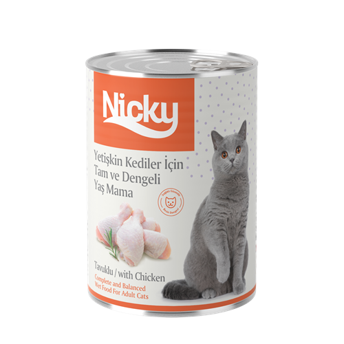 Nicky Yetişkin Kediler İçin Yaş Mama - Tavuk Etli 400 GR
