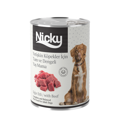 Nicky Yetişkin Köpekler İçin Yaş Mama - Sığır Etli 400GR