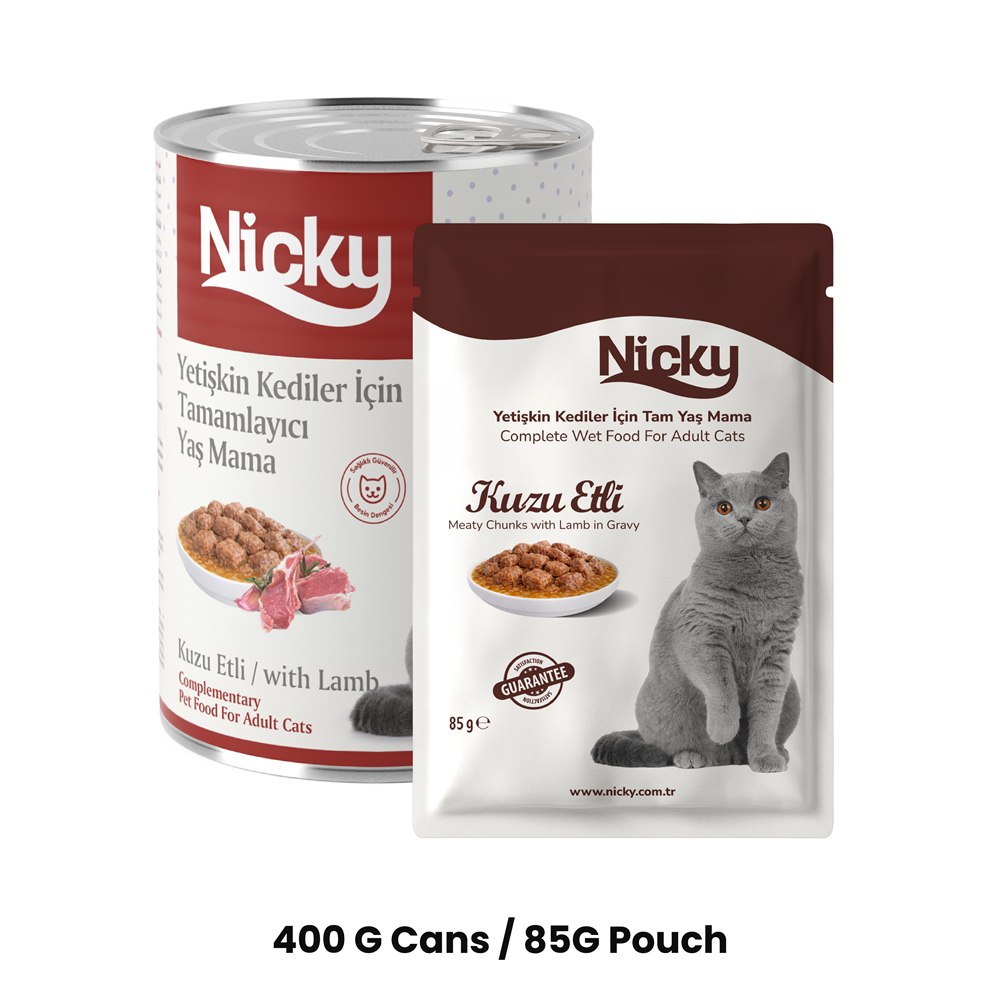 Nicky Adult Cat Meaty Chunks with Lamb in Gravy